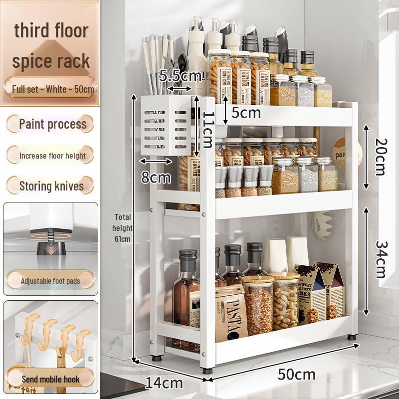Countertop Kitchen Storage Rack for Spices and Sauces - Organize Oil, Salt, Vinegar, and Soy Sauce