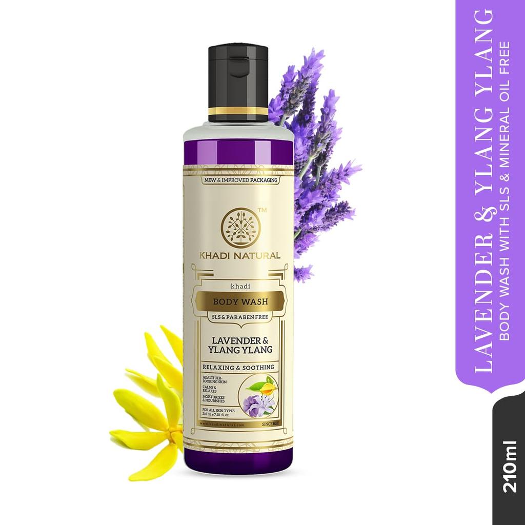 KHADI NATURAL Lavendel & Ylang Ylang Kräuter-Körperwäsche 210 ml Packung à 1 | Florales Duschgel für alle Hauttypen