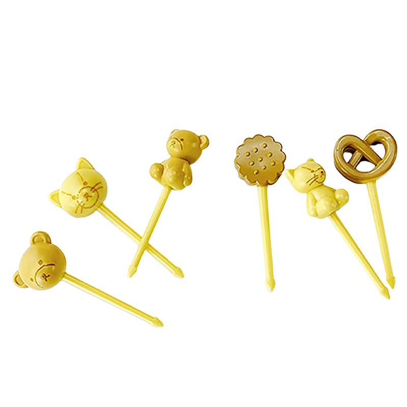 

6шт карамельный медвежий фрукт вилка пищевой пластик детский бенто обед бенто