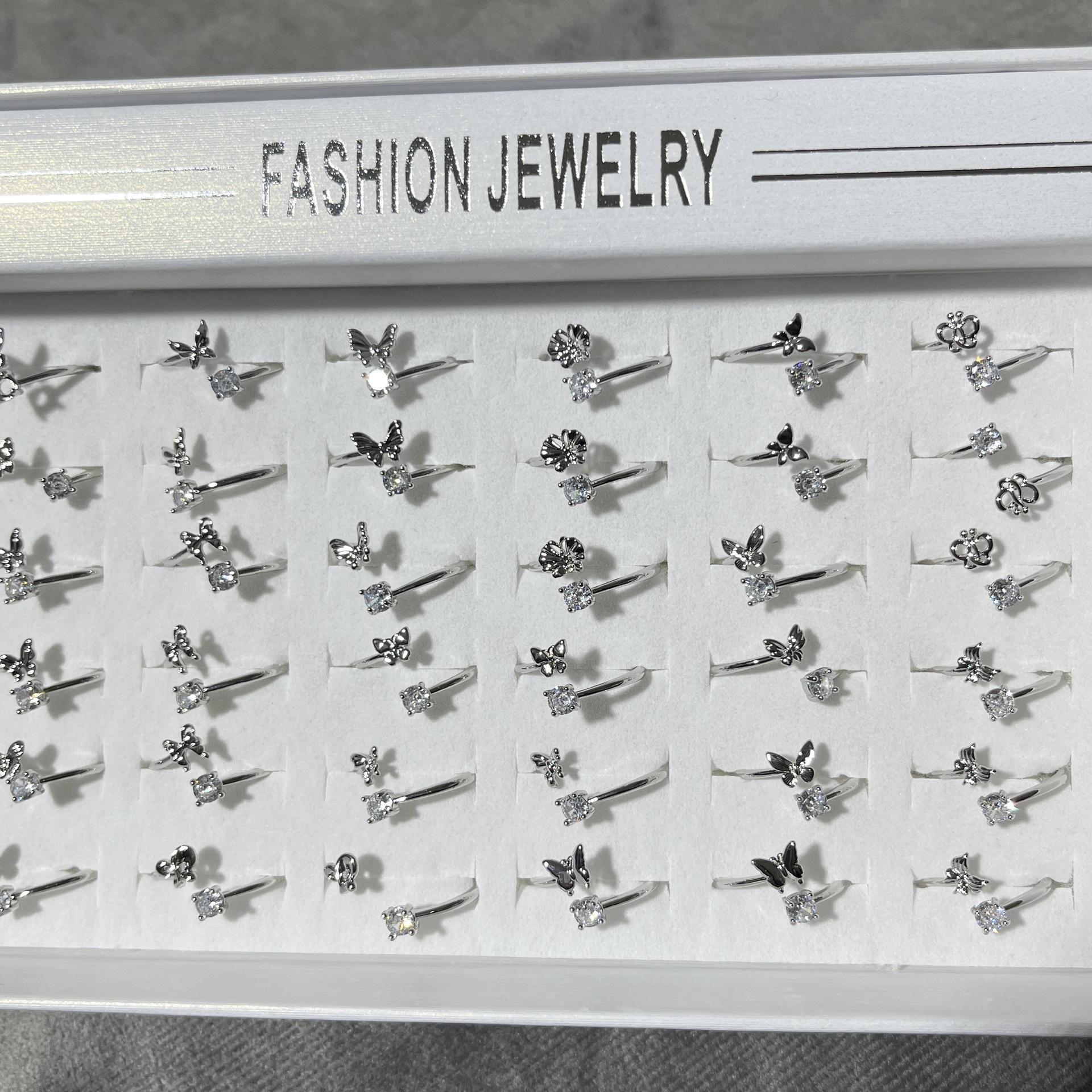 10Pcs Lady zirconite ring - adjustable simple finger ring - vintage ring