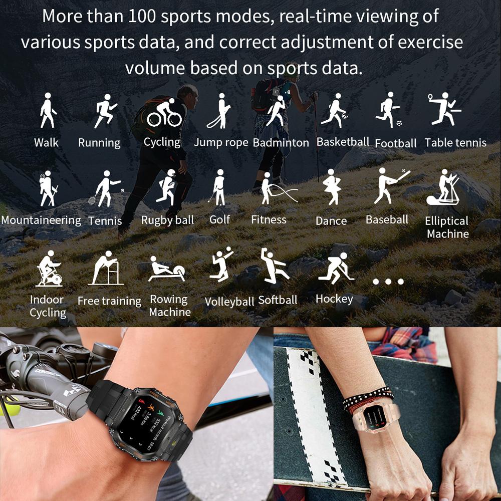 New 100+Sport Mode SmartWatch Men Health Monitoring High Brightness Flashlight 30 Meter Depth Waterproof Smart Watch Men