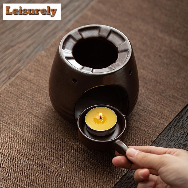 Ancient Pottery Candle Warmer Tea Stove Alcohol Lamp Cooking Insulation Base Side Handle Pot Boiling Water Kettle Kung Fu Teaset