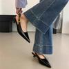 Fashion Summer Pointed Toe Women Sandals Fashion Singbacks Mules Shoes Ladies Elegant Low Heel Stripper Party Sandalias