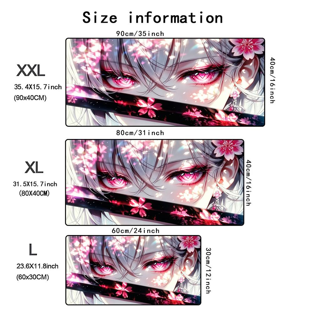 Cool Pink Sakura Anime Girl Mouse Pad XXL Large Anti-Slip Rubber Esport Gaming MousePad Seam Edge PC Office Gamer Long Desk Mat