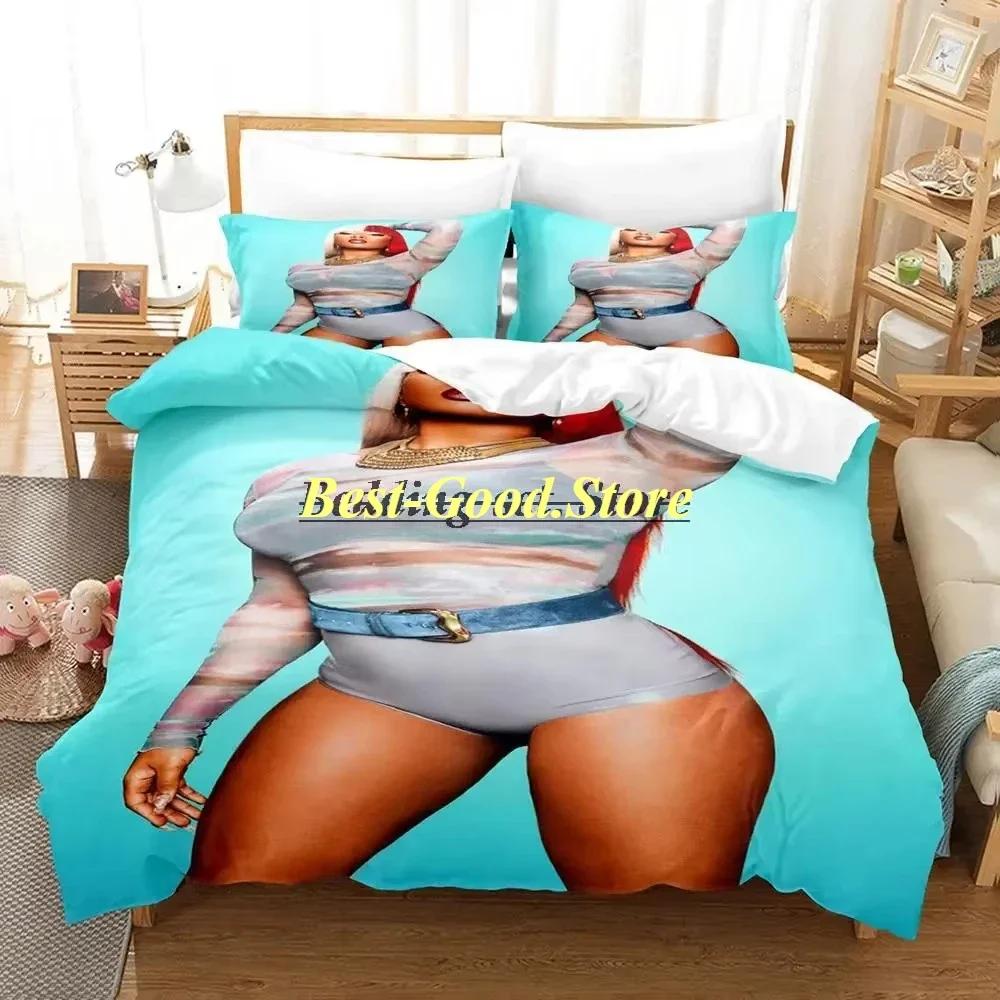Megan The Stalion Bettwäsche-Set Einzelbett Doppelbett Druck Mit Kissenbezug Bett Weiche Bettdecke Weiche Einzel-Doppel-Queen Super King-Size Abmessungen Abmessungen