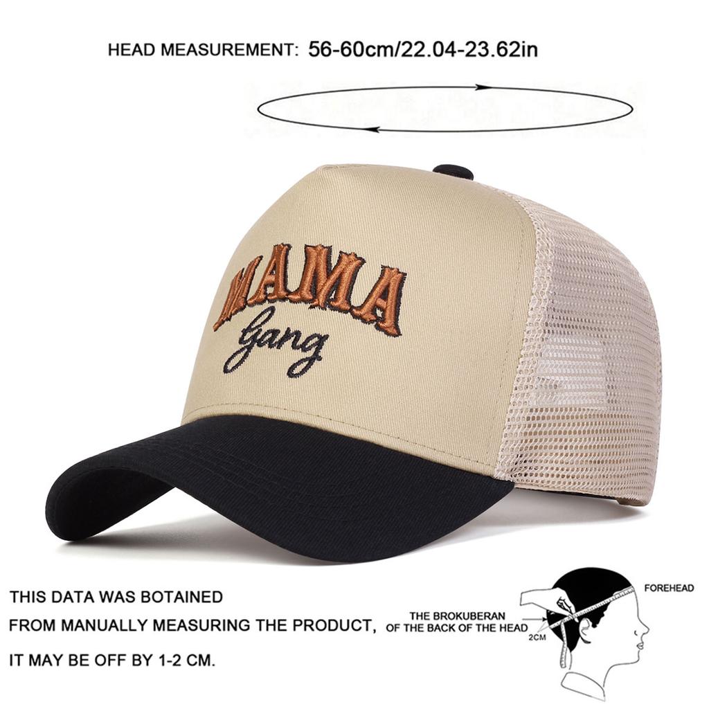 Men MAMA Letter Embroidered Baseball Cap Mesh Hat Outdoor Adjustable Sunscreen Leisure Hat Spring Autumn Travel Tourism Beach Vacation