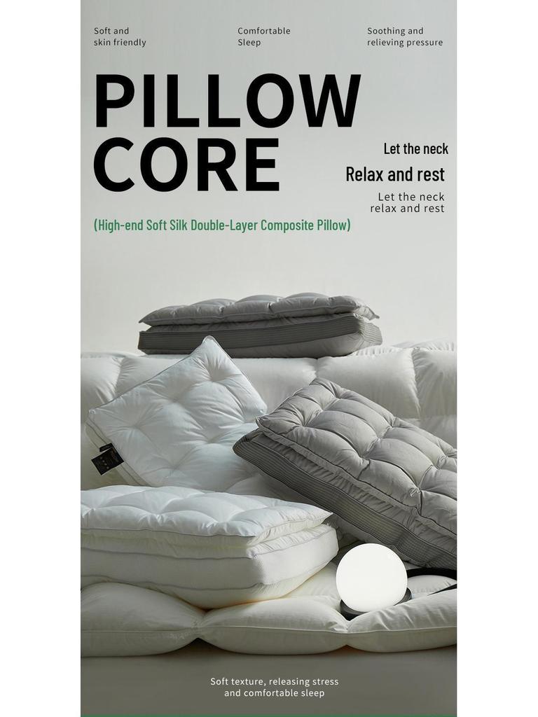Luxus Satin Baumwolle & Seide Kissen: Ultra-weiche, bestickte 2-in-1 Nackenstütze Schlafhilfe