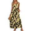 Women's Summer Fashion Round Neck Sleeveless Beach Dress Vintage Floral Printed Dresses