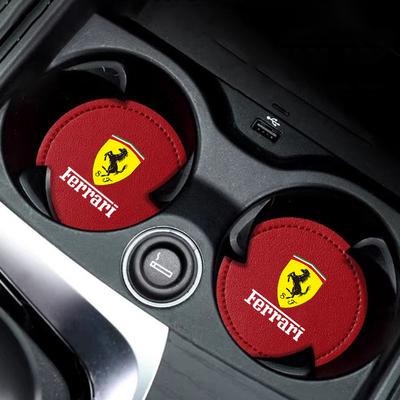 2pc Car Water Coaster Anti-slip Pad Accessory For Ferrari F430 Stradale Roma 488 Spider SF90 Competizione Cup Cushion Holder Mat