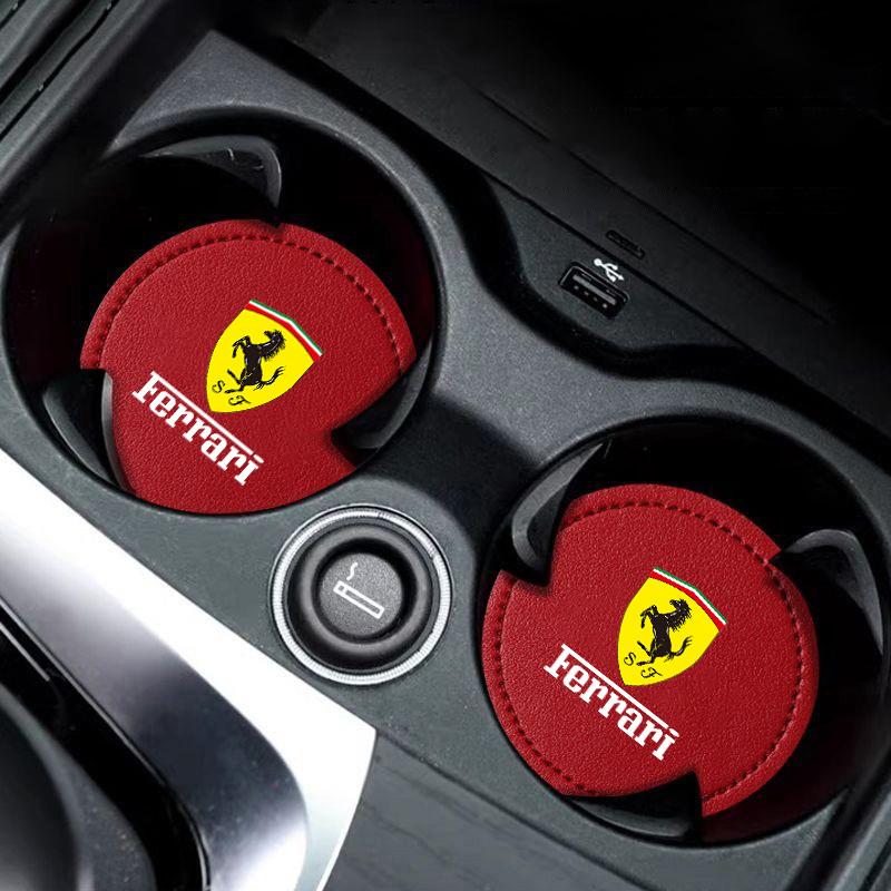 2pcs Car Auto Water Cup Slot Non-Slip Mat For Ferrari Roma 488 Portofino F8 Roma Spider SF90 Superfast Competizione Accessories JW2