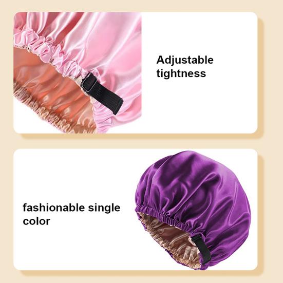 Women Sleeping Cap Satin Hair Bonnet Adjustable Elastic Wrap Sleep Hat Double Layer Hair Care Sleeping Cap for Curly Long Hair