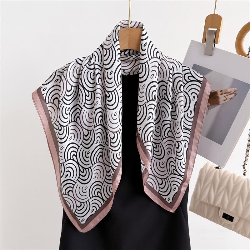 Elegant Spring Floral Silk-Blend Square Scarf - Headscarf & Neck Protection Neckerchief for Women