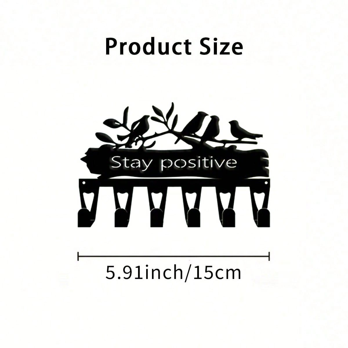 

Bird on Branch Key Holder Wall Mount 6 Hooks Nature Theme Wall Decor 15x9