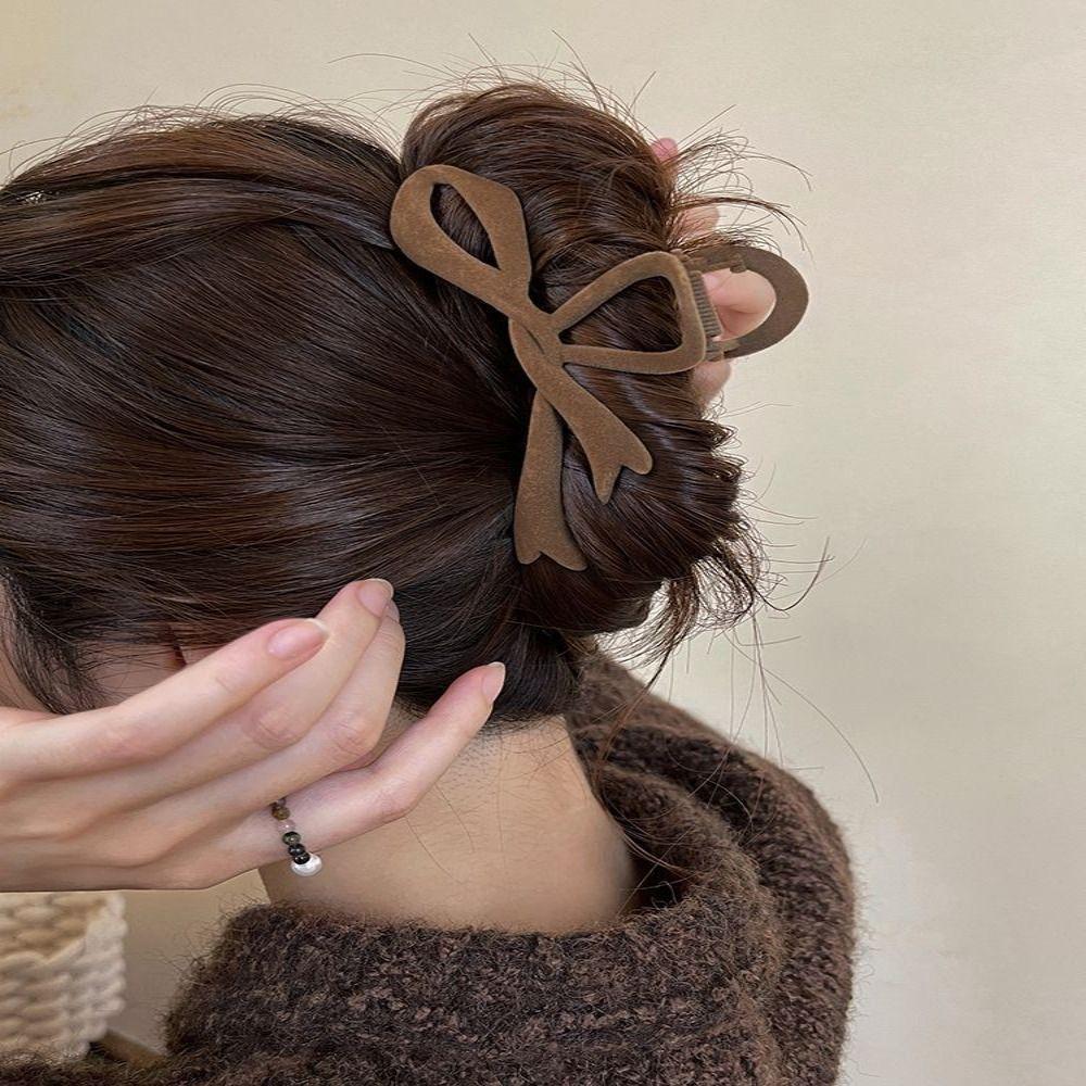 Velvet Women Hair Claw Clip 3Colors Bow Hairpin Elegant Red Velvet Hair Clips Autumn