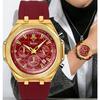 Luxury Men's Quartz Watch Sports Chronograph Luminous Waterproof Fashion Watches Men Silicone Strap Grid Dial Wristwatch