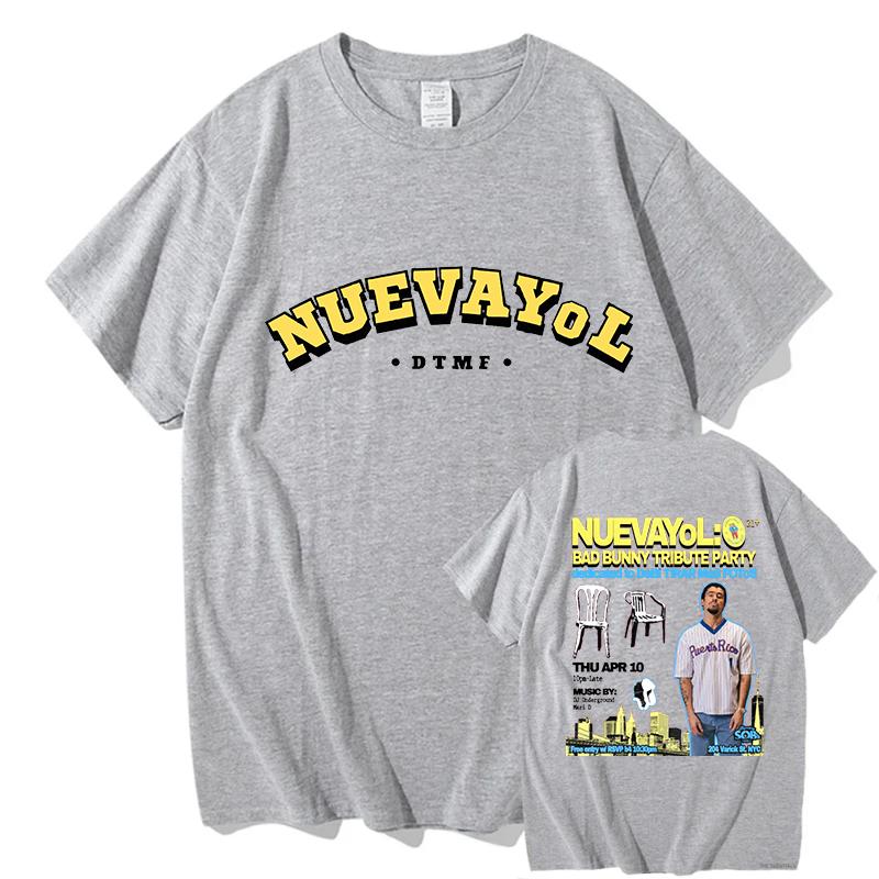 BAD BUNNY NUEVAYoL T-shirt a Manica Corta in Cotone T-shirt da Uomo Estive Larghe Hip Hop Streetwear Unisex Casual da Uomo T-shirt Grafiche