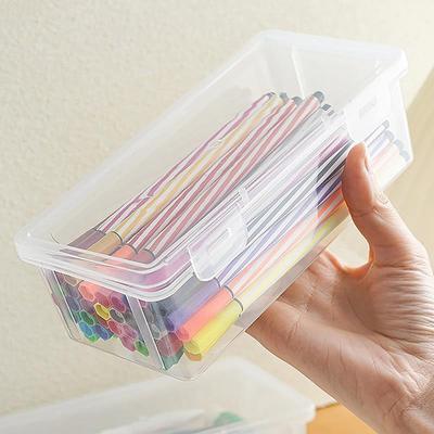 6pcs Large Capacity Pencil Case Transparent Plastic Notebook Sketch Marker Colored Lead Painting Storage Pen Box School Supplies