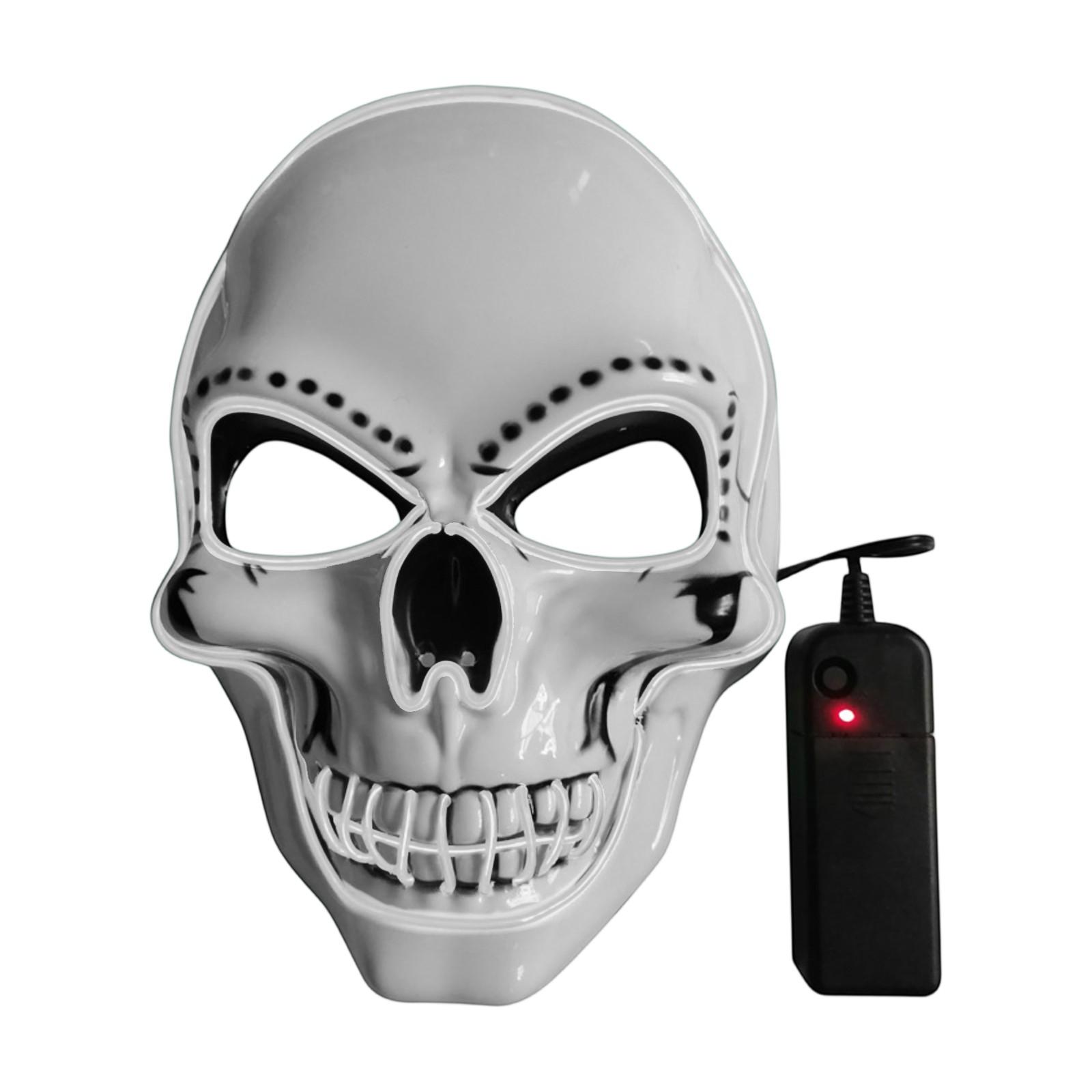 

ПВХ Белые Черепа Маска Светодиодная Маска Хэллоуин Светящаяся Маска Праздничная Вечеринка Светящиеся Маски Холодного Света One Size белый