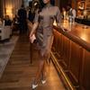 Women's Lace Cutout Satin Dress Short Sleeve Cocktail Going Out Dress High Low Irregular Hem Party Clubwear