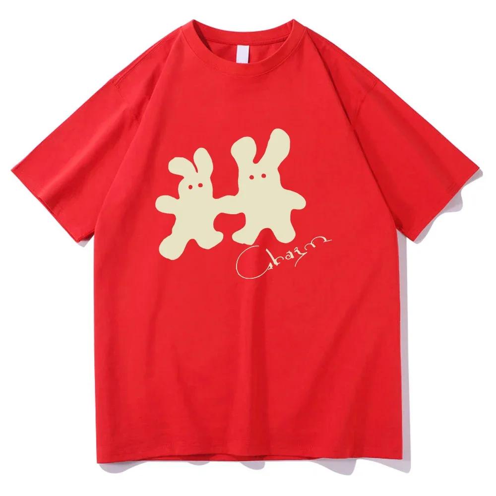

Cute rabbit silhouette print pattern casual versatile short sleeved round neck Womens Tshirt suitable for all seasons 4XL