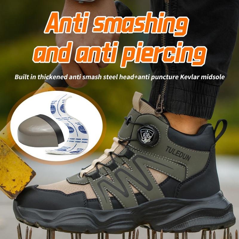 Rotating Button Safety Shoes Men Anti Slip Breathable Work Sneakers Steel Toe Shoes Puncture-Proof Indestructible Shoes Security
