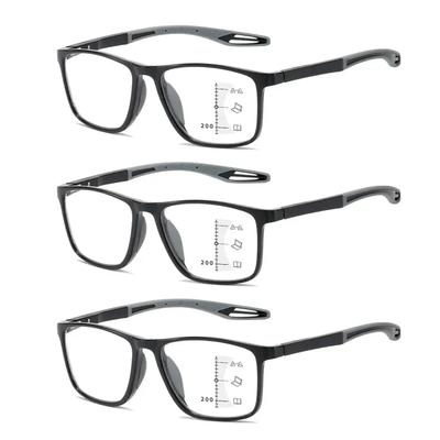 Sportliche progressive multifokale Lesebrille für Damen und Herren, HD, Blaulichtfilter, für Nähe und Ferne, Presbyopie-Brille