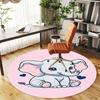 1PC Elephant Cute Hearts Round Chair Mat Area Rug - Non-Slip, Floor Mat for Office, Bedroom, Home Decor Christmas Gift C0528088