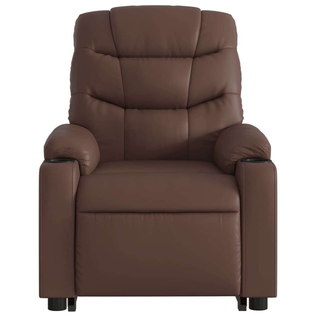 Recliner Chair with Lift Assistance Electric Brown Faux Leather