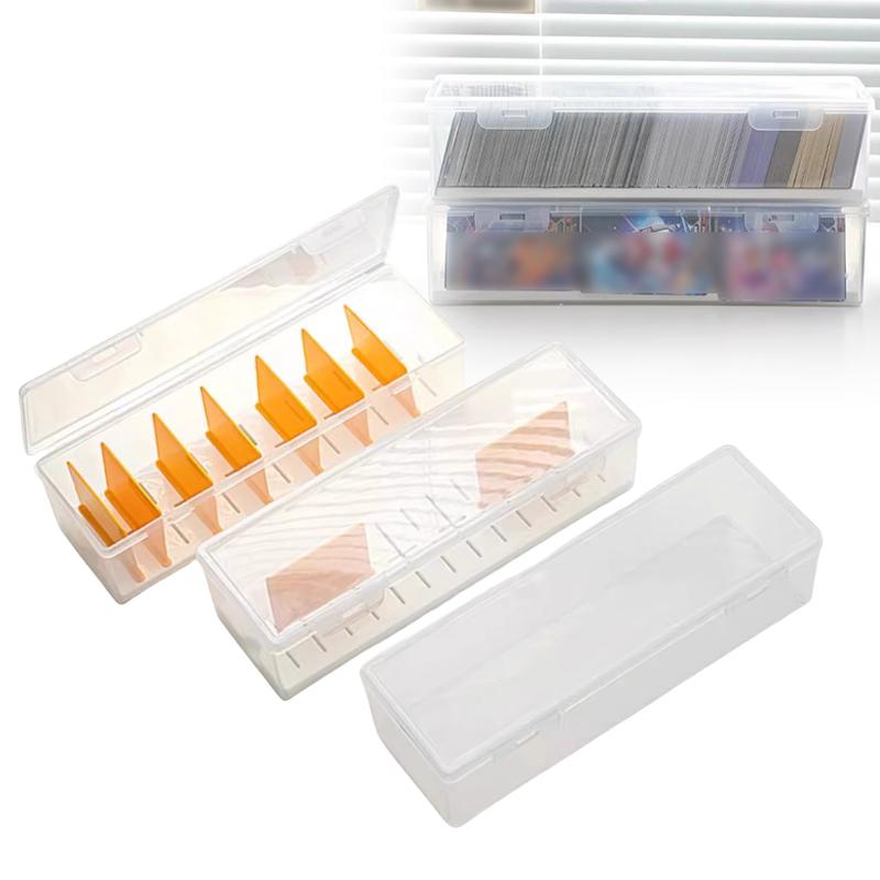 Clear Plastic Card Storage Box 550+ Capacity Adjustable Dividers for Game Cards | Customizable Compartments & Durable Organizer