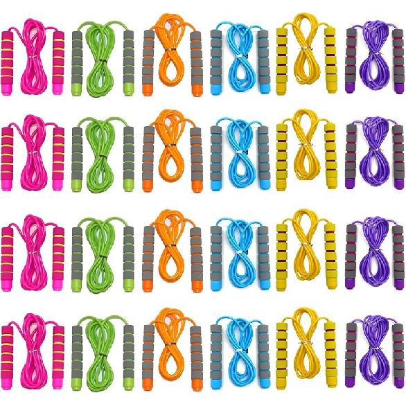 Adjustable Jump Ropes for Kids - Colorful Skipping Ropes with Soft Foam Handles - Ideal for Outdoor & Indoor Play, Fun Games Activity, Fitness,