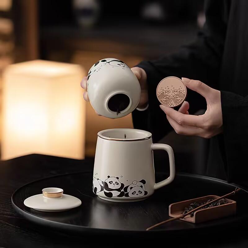 Teacup Tea Separation With Lid Filter Ceramic Home Office Personal Water Cup Cute Men And Women