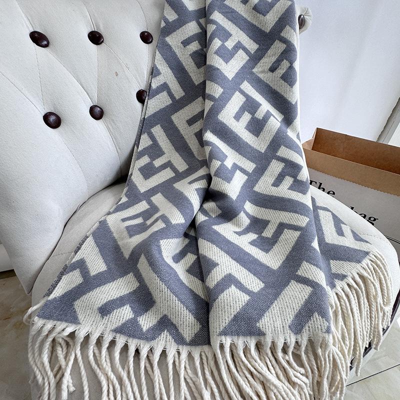 

Осень и зима новая пряжа core-spun ET имитация кашемира двухсторонний шарф женская высококлассная шаль теплый шарф 188CM