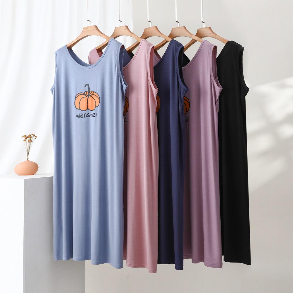 2026 Women's Summer Sleeveless Pajama Dress: Loose, Plus-Size, Printed Loungewear for Home or Outdoor Wear.