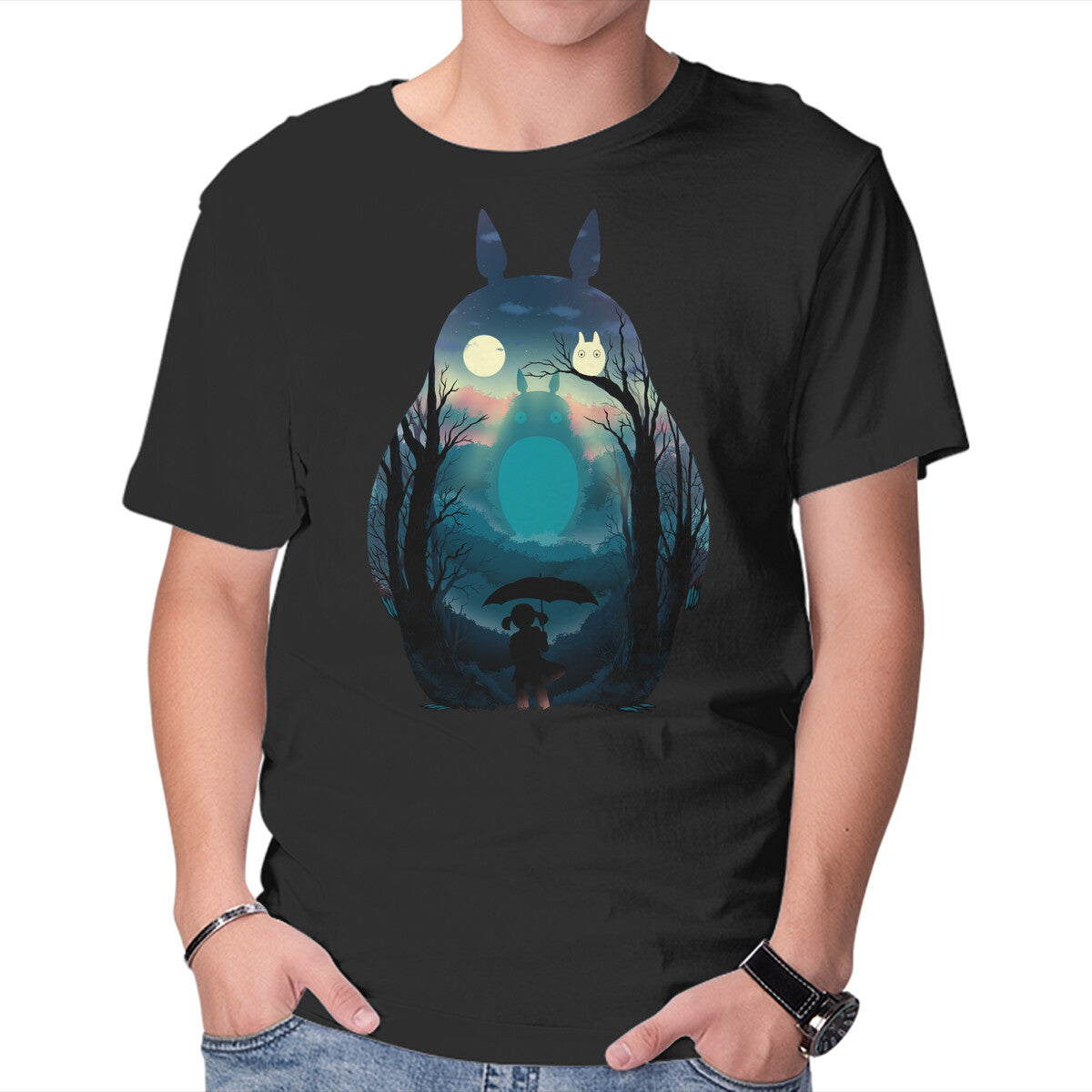 Unisex Crew Neck T-Shirt Finding Totoro Graphic Short Sleeve Casual Tee XXXXL