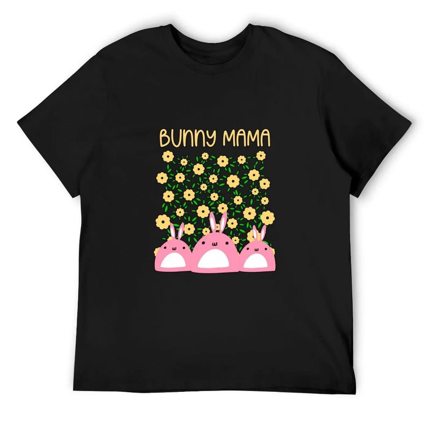 

Bunny Mama Kawaii Pink Rabbits and Daisies T-Shirt custom t-shirts blacks clothes mens graphic t-shirts pack XXXXXL чорний