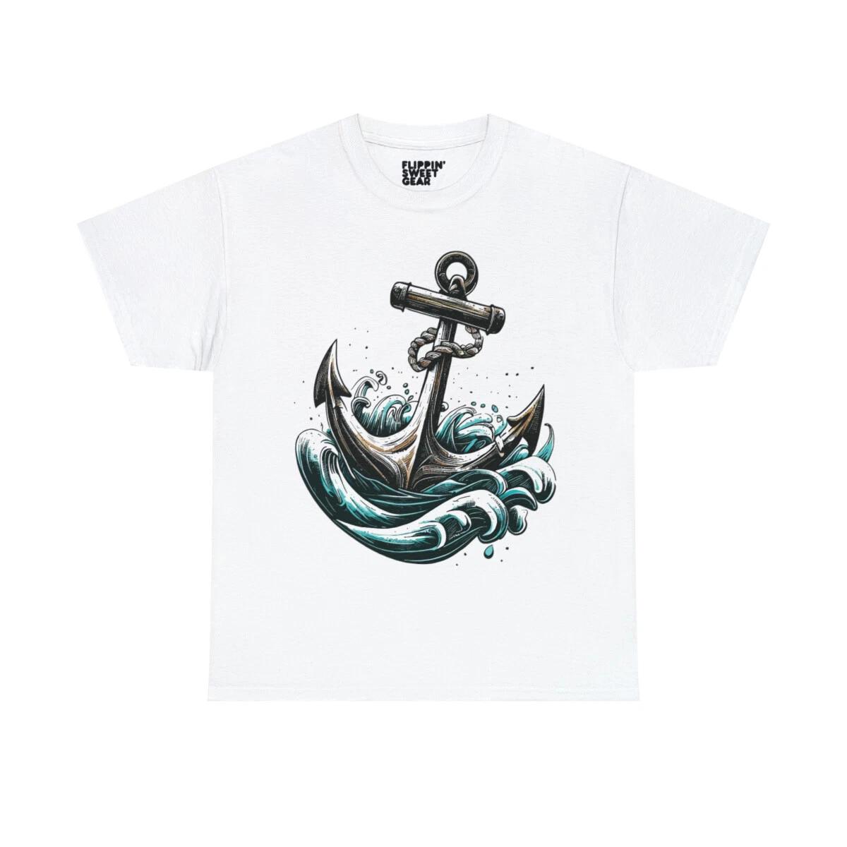 Nautical Retro Ship Anchor Graphic Tee Shirt M