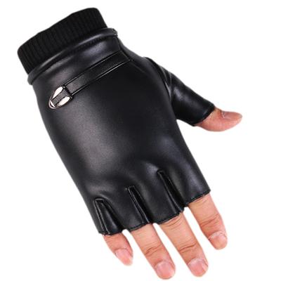 Men and Women PU Leather Half Finger Gloves Keyboard Typing Mobile Game Outdoor Sports Cycling Fitness Plus Velvet Warm Leather Gloves