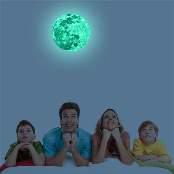 3D Creative Beautiful Luminous Fluorescent Moon Removable Wall Paste Glow In The Dark