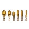 6-Piece Hexagonal Handle Titanium Chamfering Knife & 3-Piece Hole Reamer Woodworking Countersink Set (12mm, 16mm, 19mm)