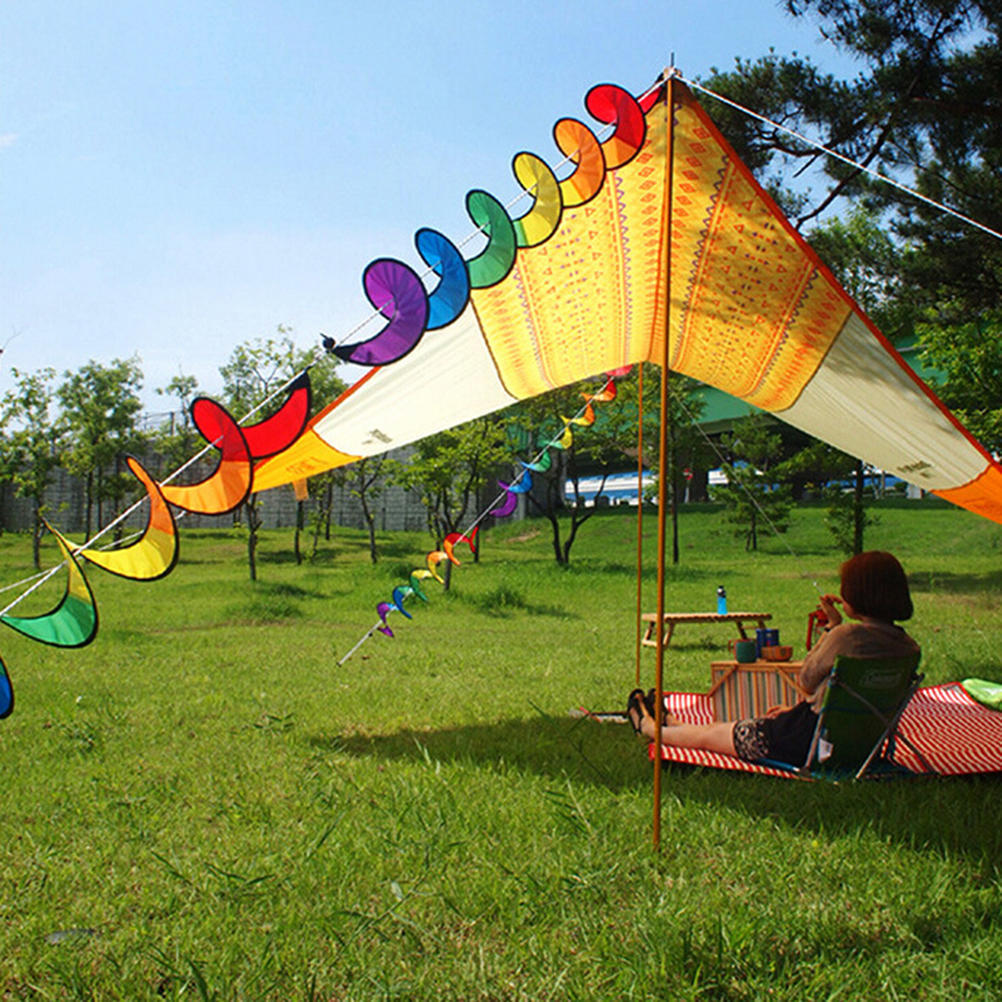Foldable Rainbow Spiral Windmill Wind Spinner Camping Tent Home Garden Decor