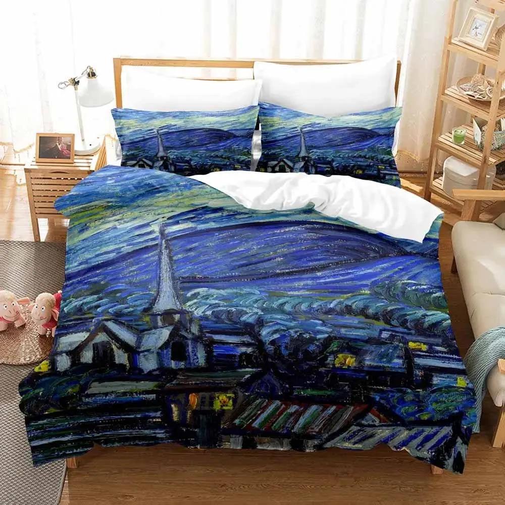 Van Gogh Boys Bedroom Duvet Cover Single Double Full Queen King Size Retro Classic 3D Bedding Set Duvet Cover Bed Set
