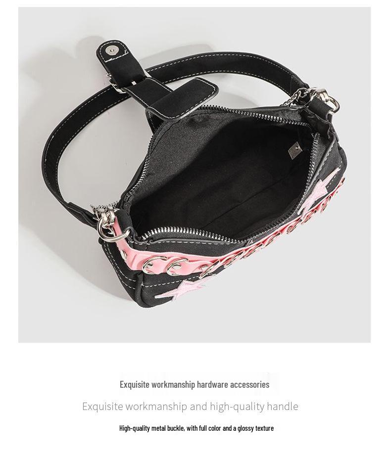 Y2K Trendy Jednoramenná Řetízková Bagetová Taška - Sladká & Pikantní Americký Styl Dámská Kabelka