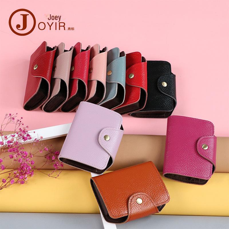 

Кошелек-гармошка из натуральной кожи с защитой от кражи RFID для женщин - держатель для нескольких карт K060 розы красного