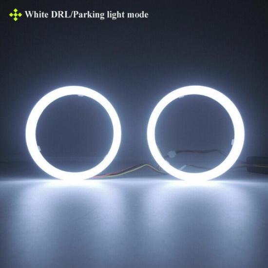 2x 90MM White COB Angel Eyes Halo Rings LED DRL Headlight Light Amber Turn Lamps