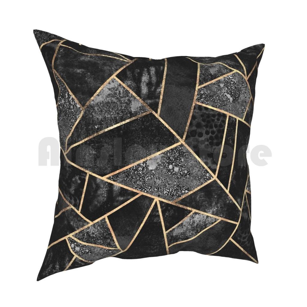 Black Stone  Pillow Case Printed Home Soft Throw Pillow Graphic Pattern Abstract Black Lines Modern Geometric Geometric
