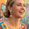 Boho Asymmetric Starfish Shell Pendant Earrings For Women Gold Color Metal Textured Sea Star Conch Dangle Earring Beach Zircon