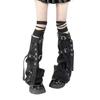 Scaldamuscoli Punk con Tasche con Fibbie Harajuku Jeans Ginocchiere Calze a Zampa