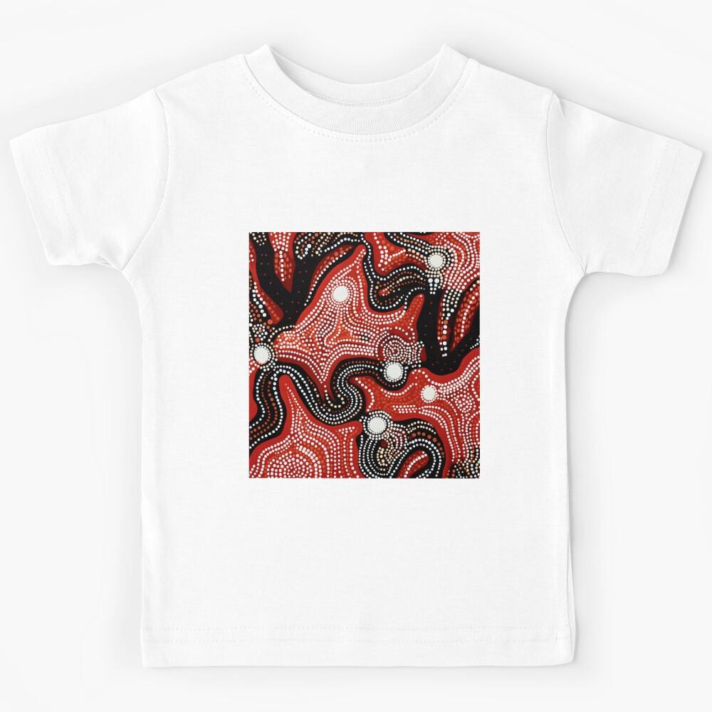 Aboriginal Inspired Dot Art - Abstract Lava Pattern Kids T-Shirt 110