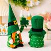 Festival Leaf Green Decorative Gnome Figurine With Striped Design Perfect Celebrations For