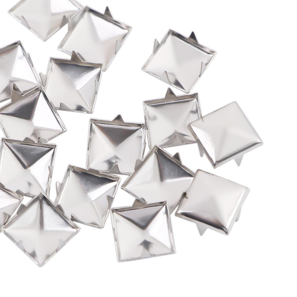 100 Pcs/pack Silver Releasable Pyramid Shape Quality for Hat,Bag,Clothes Garment Supplies Square Rivets DIY Studs Sewing Decor
